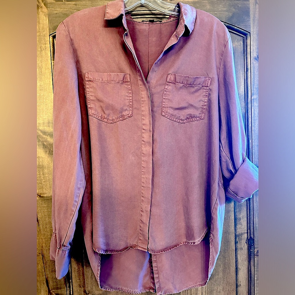 Deep pink/mauve button down shirt by Velvet Heart.